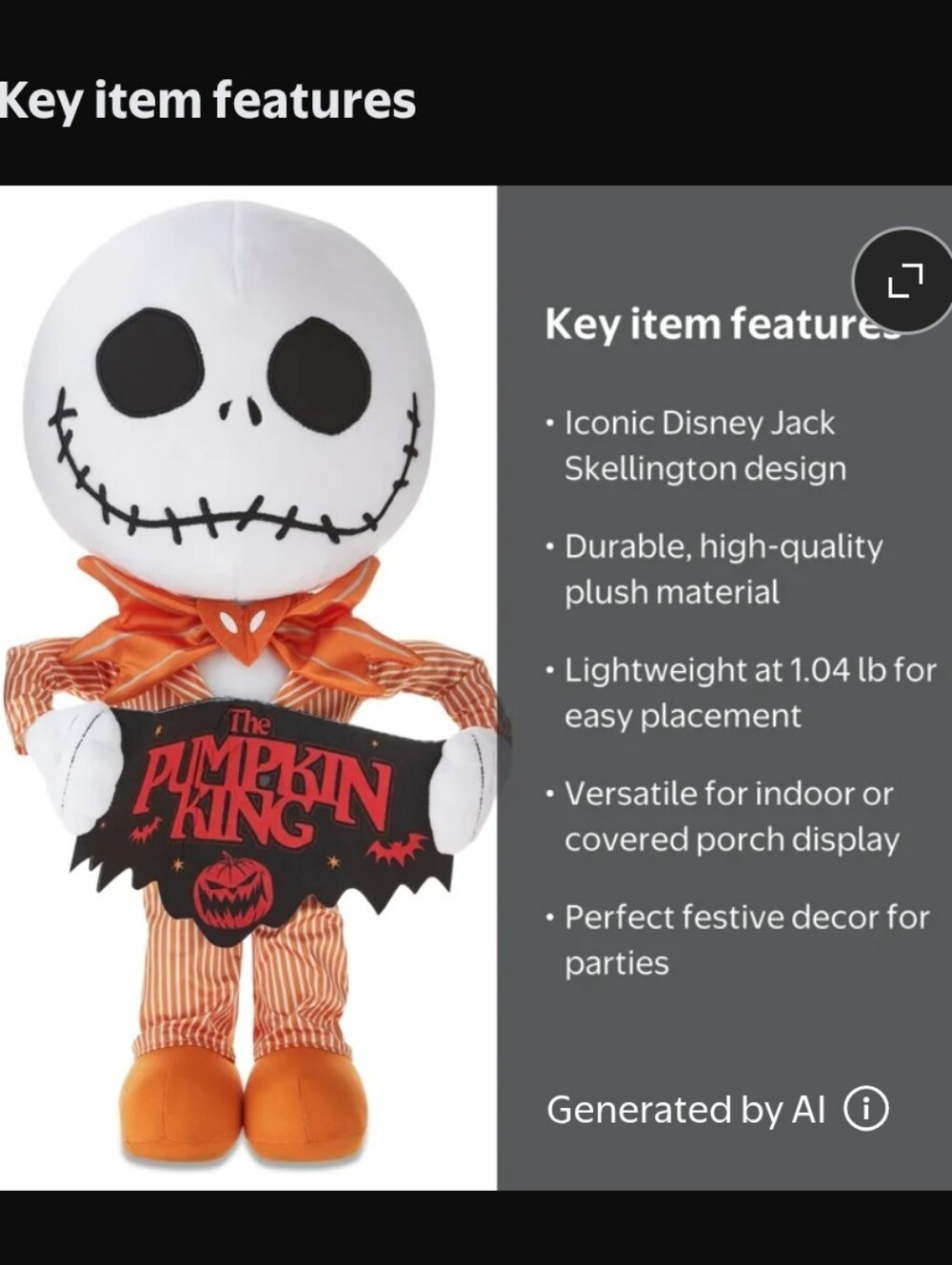 NEW Pumpkin King porch greeter decoration Jack Skellington DISNEY - Picture 6 of 8